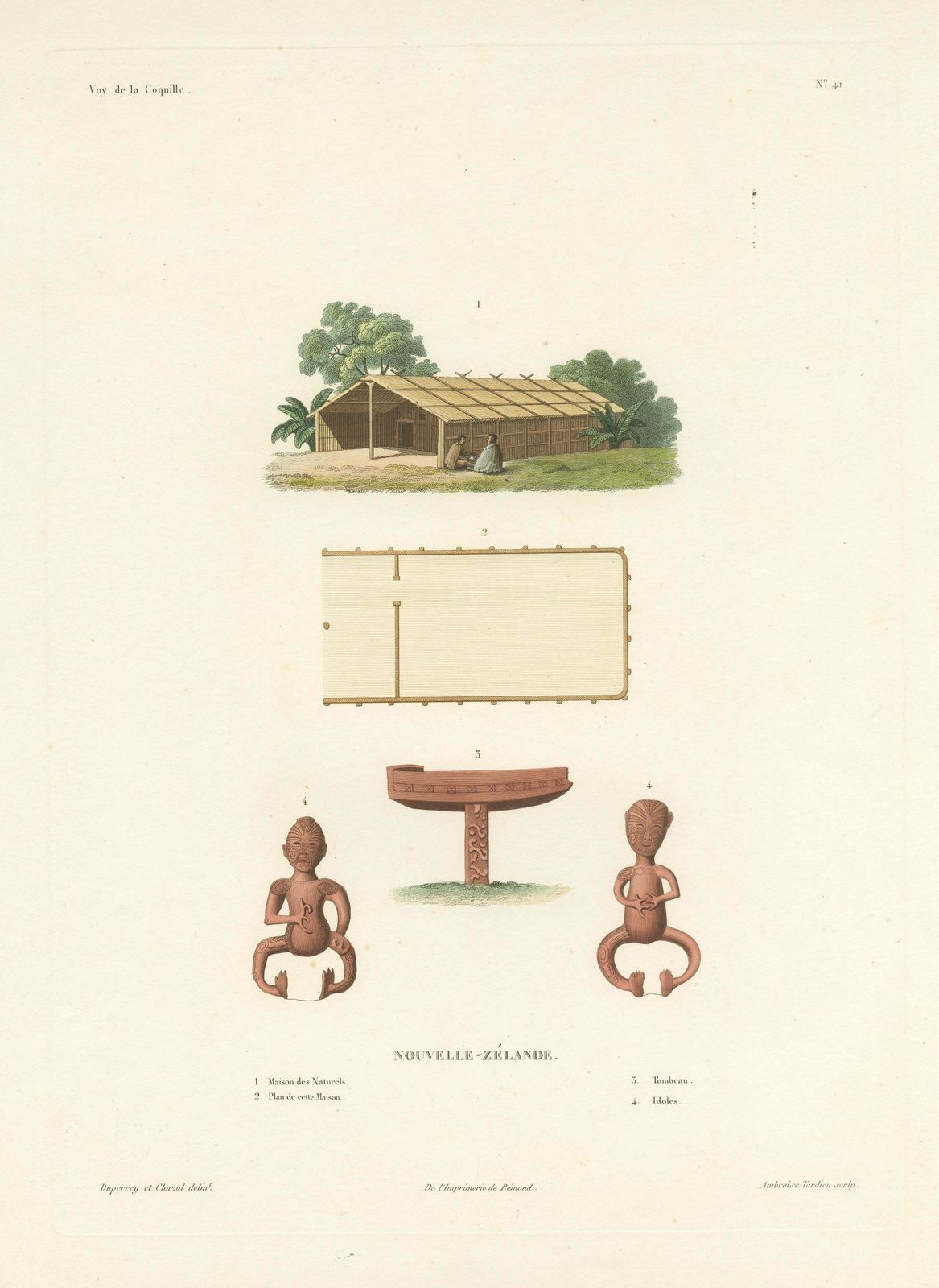 Antique Print Of A Spirit House In New Zealand photo for sale