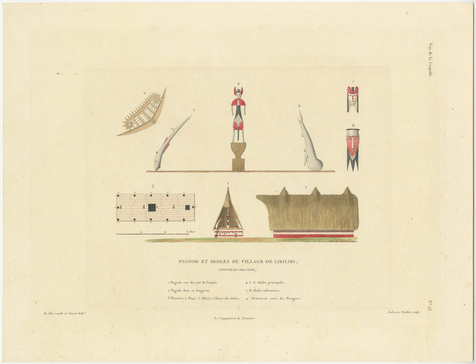 Antique Print Of A Pagoda And Idols From The Village Of Likiliki, New Ireland photo furniture