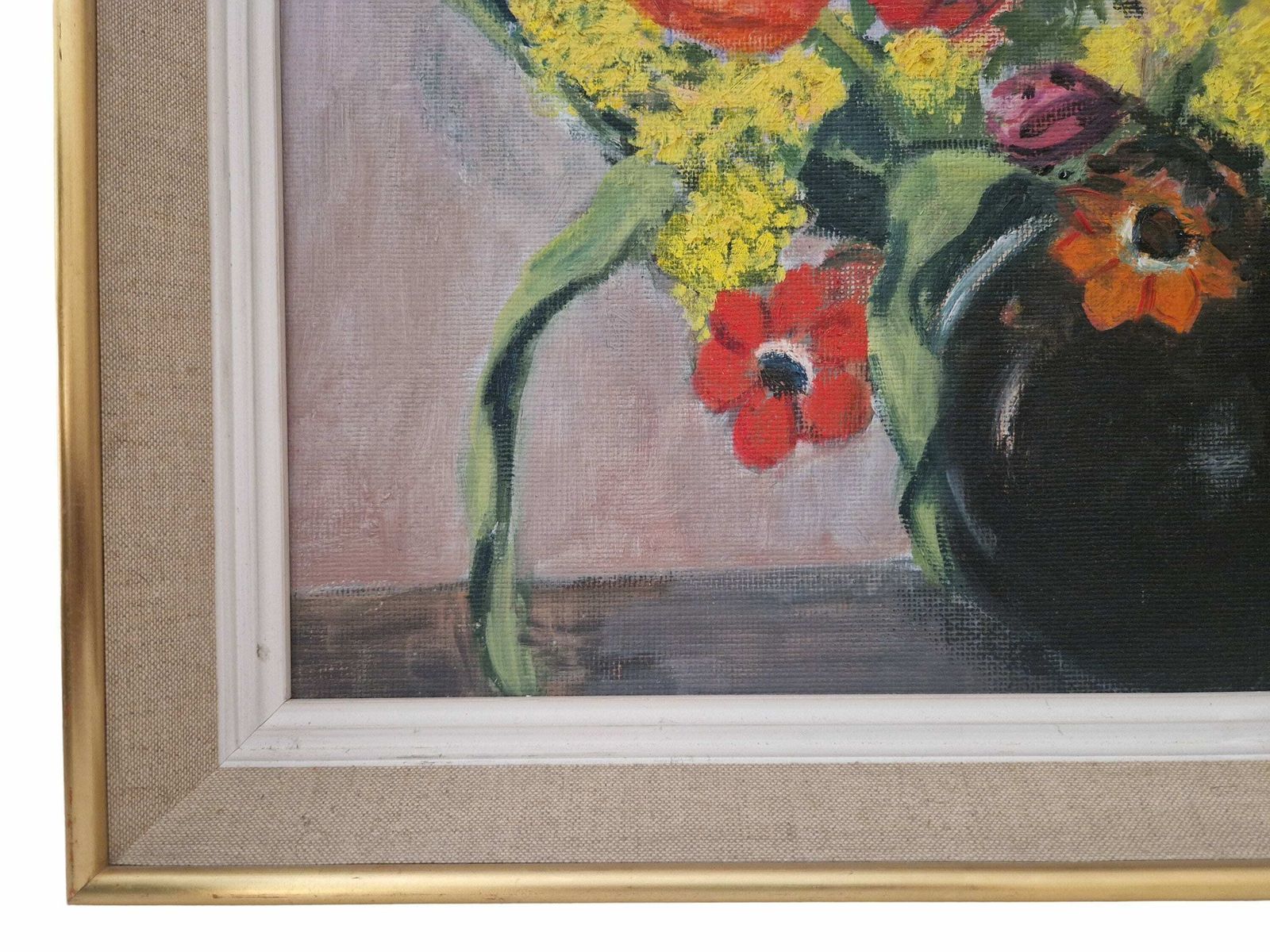 Flower Still Life Painting With Tulips, Anemones And Mimosas, French Country Floral Arrangement Art photo buy