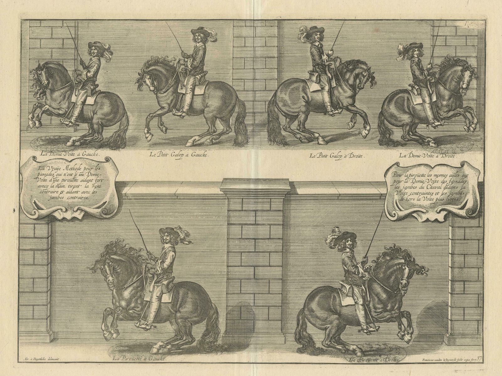 Antique Print Of The Duke Of Newcastle On A Horse Showing Equestrian Dressage photo for sale