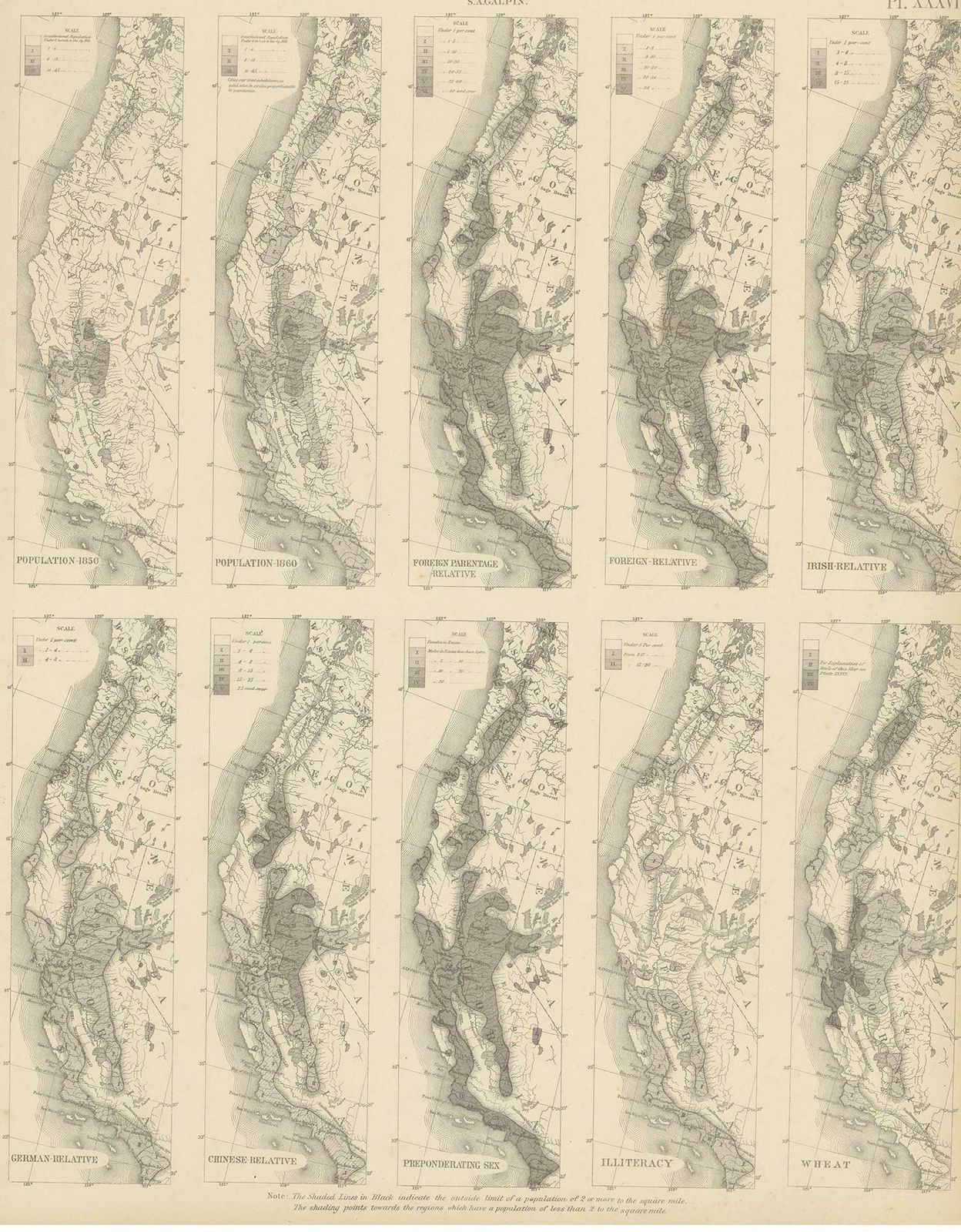 Antique Chart Of The Pacific Coast '1874' photo furniture