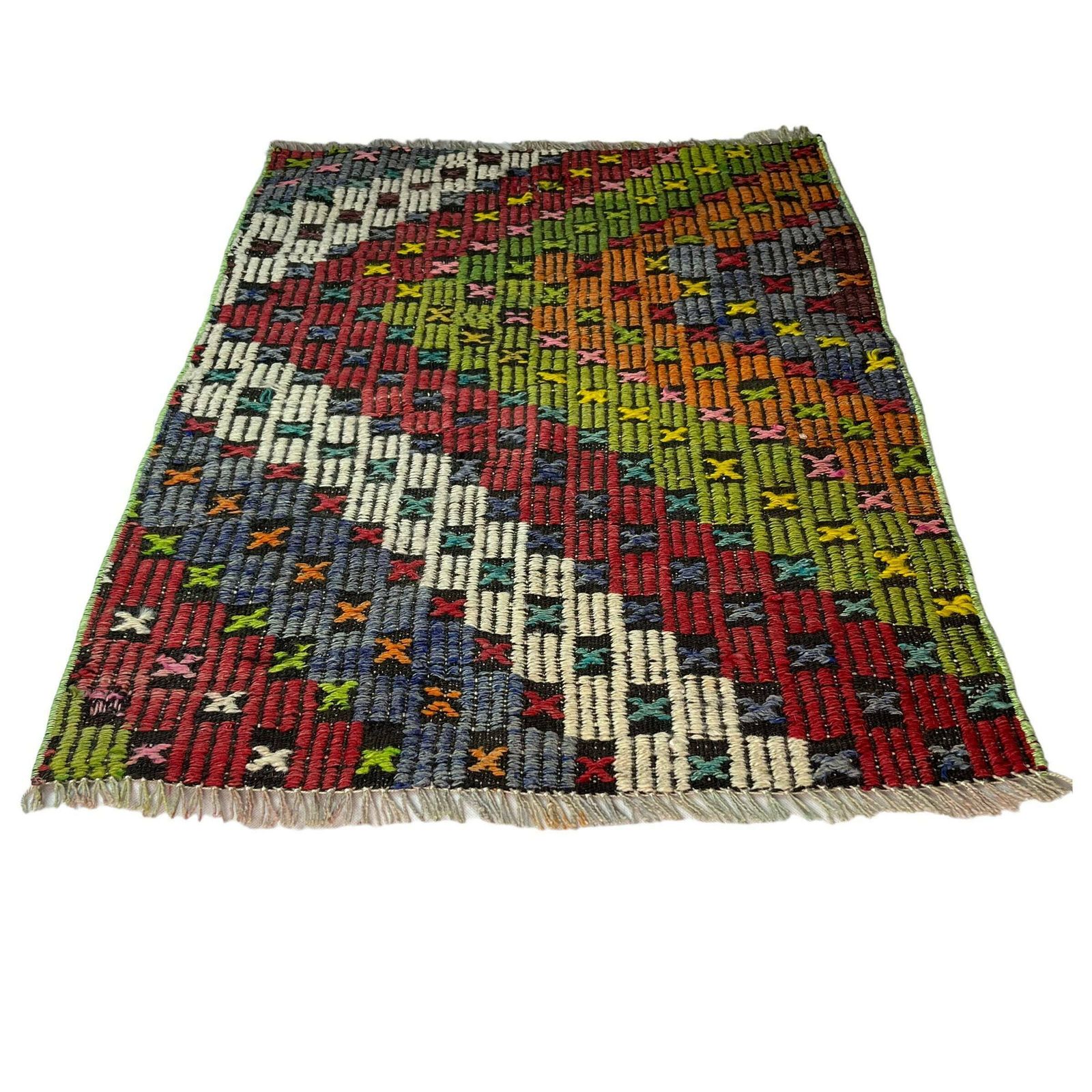 Turkse Mini Kilim, Vintage Anatolische Turkse Kelim – 90 X 66 Cm