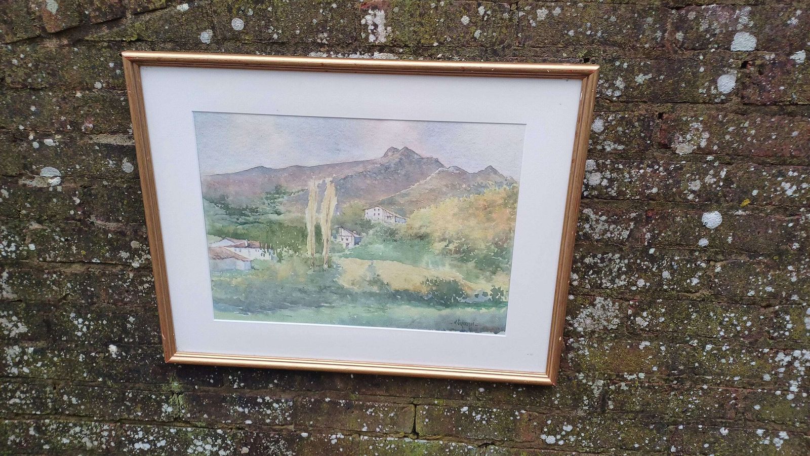 Superb Signed Large Watercolour Print Manuel Susperregui Gold Wooden Glazed Frame.