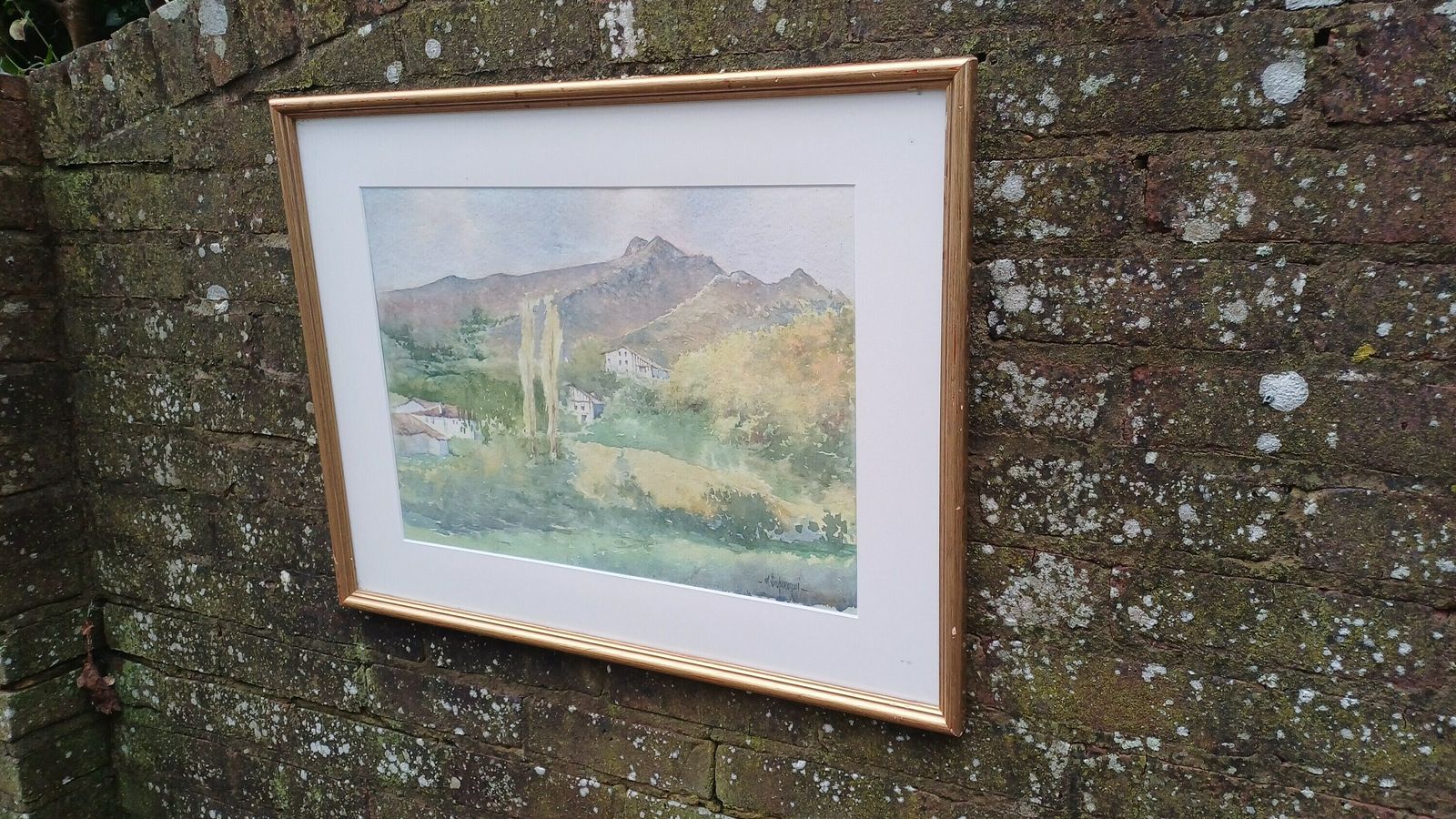 photo furniture Superb Signed Large Watercolour Print Manuel Susperregui Gold Wooden Glazed Frame.
