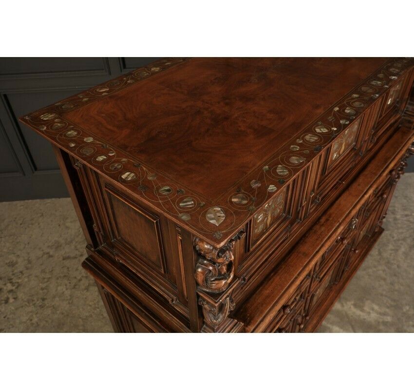 19th Century Walnut & Mother Of Pearl Inlaid Dresser photo furniture