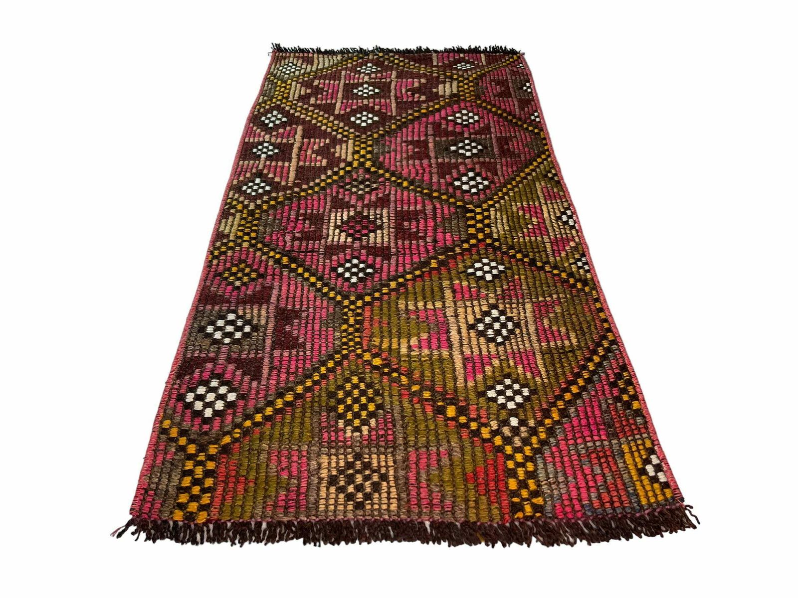 Turkish Mini Kilim Rug ,Vintage Anatolian Turkish Kelim 103 X 54 Cm
