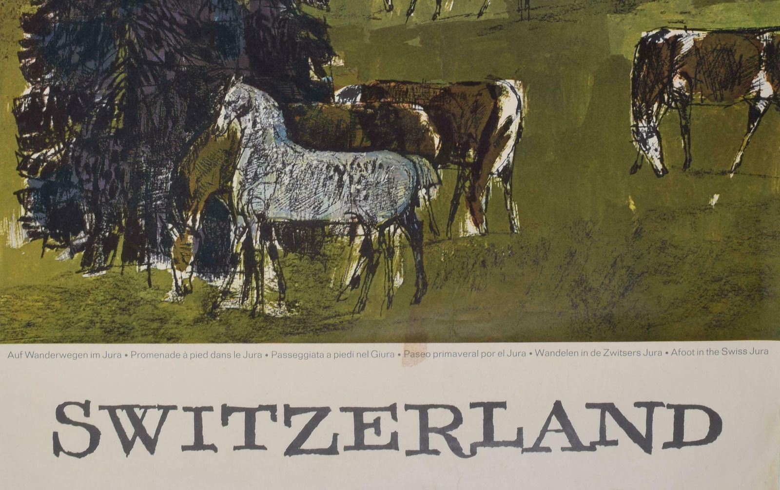 Hugo Wetli Switzerland Horses By Hugo Wetli Original Vintage Poster Swiss Jura Alps photo 800.0