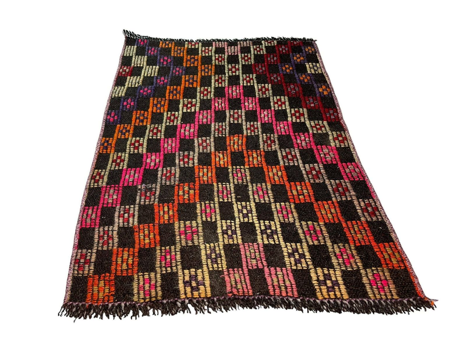 Turkish Mini Kilim Rug ,Vintage Anatolian Turkish Kelim 86 X 58 Cm