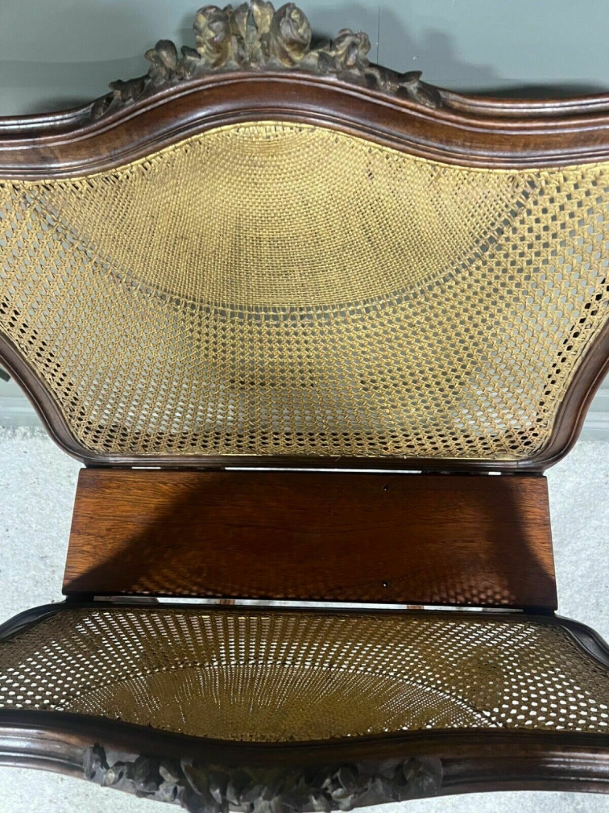 Antique Canterbury Circa 1860’s Carved Mahogany With Cane Unusual Item photo vinterior