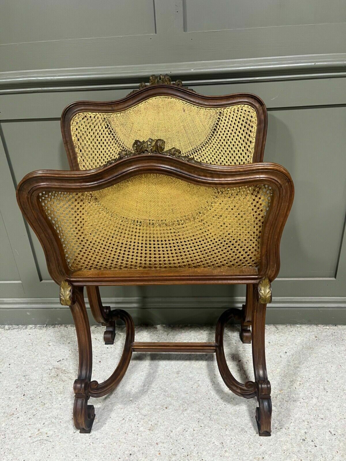 Furniture Antique Canterbury Circa 1860’s Carved Mahogany With Cane Unusual Item photo