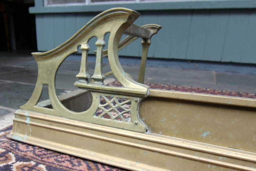 Art Nouveau Brass Fireside Fender photo for sale