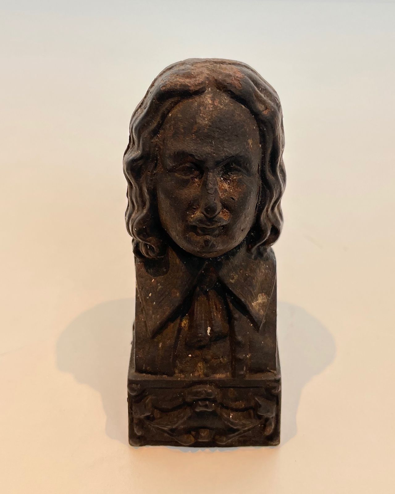 680.0 Pair Of Cast Iron Andirons With The Effigy Of Beethoven photo