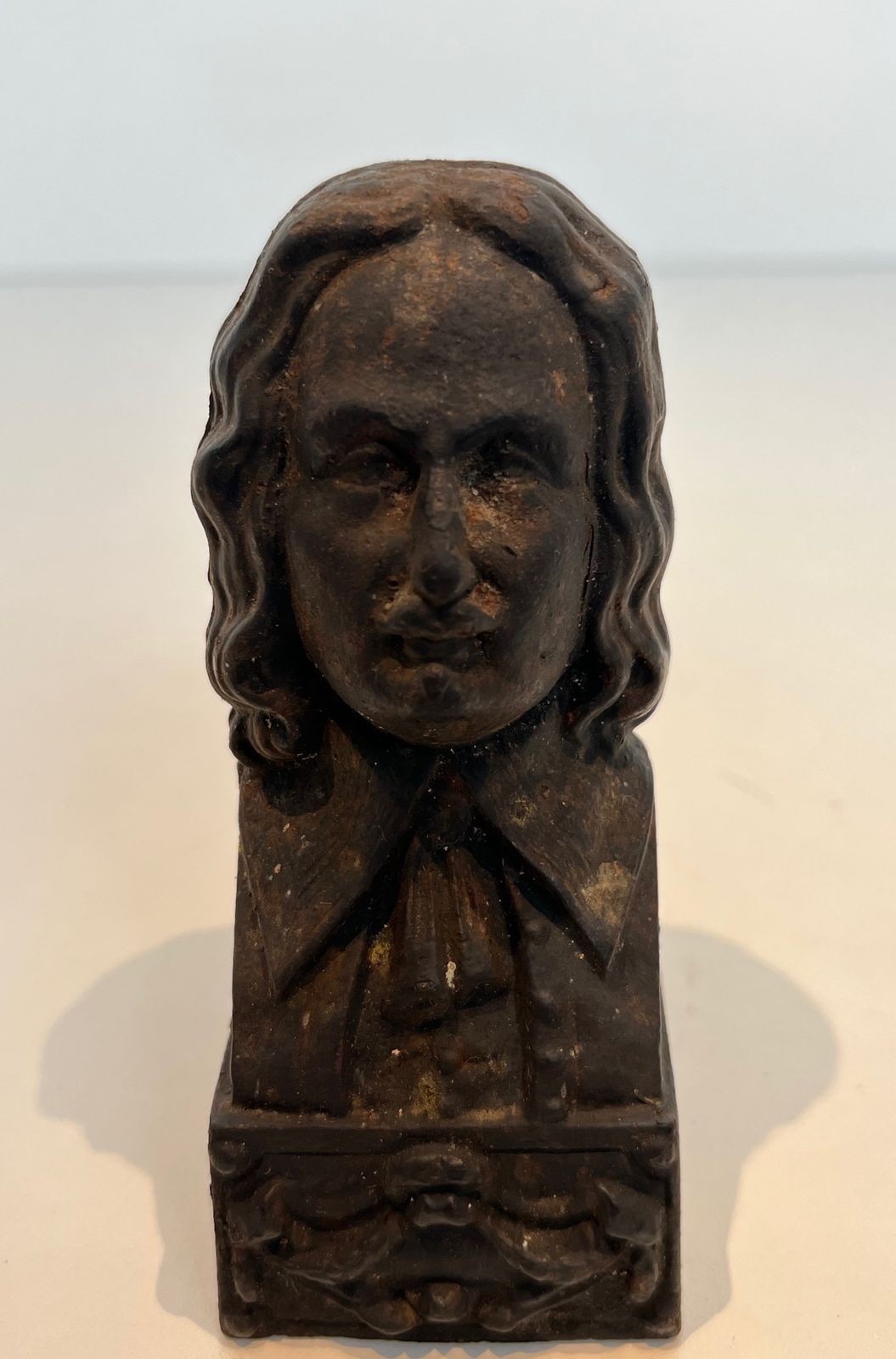 photo vinterior Pair Of Cast Iron Andirons With The Effigy Of Beethoven