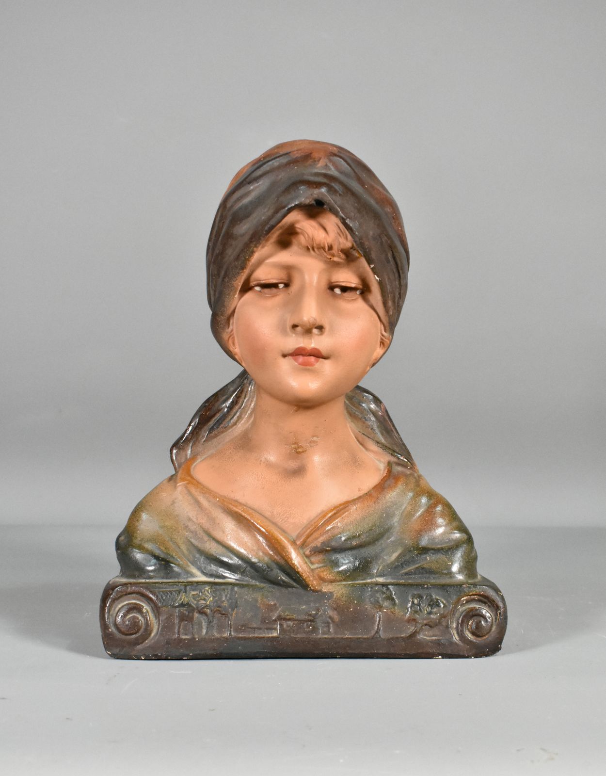 French Antique Bust Of A Young Girl In Plaster photo buy