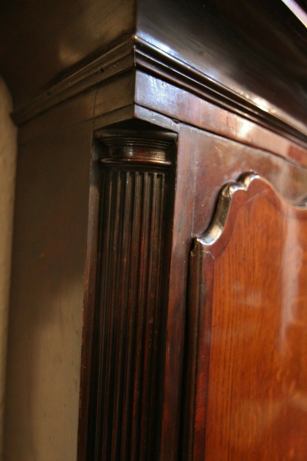 Good 18th Century Lancashire Oak & Mahogany Brass Dial 8 Day Longcase Clock 'Winstanley, Wigan' photo vinterior