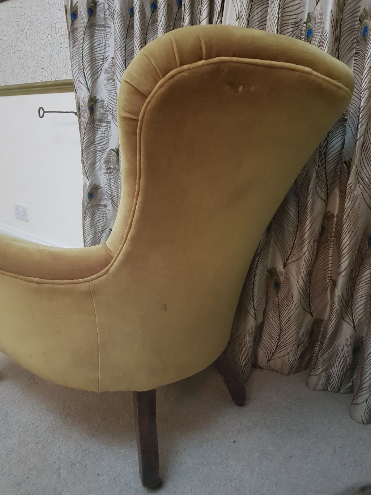 Gold Velvet And Mahogany Slipper Chair 1900s photo buy
