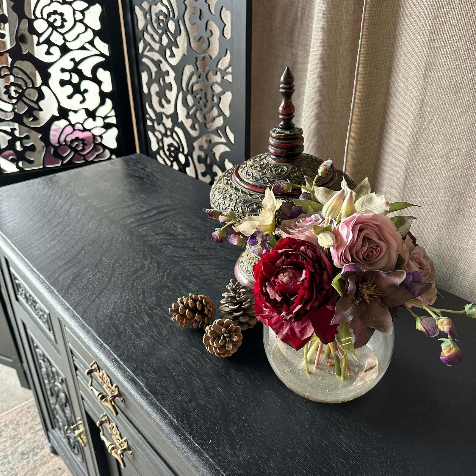 photo buy Painted Antique Sideboard Victorian Sideboard Heavily Carved Commission Order