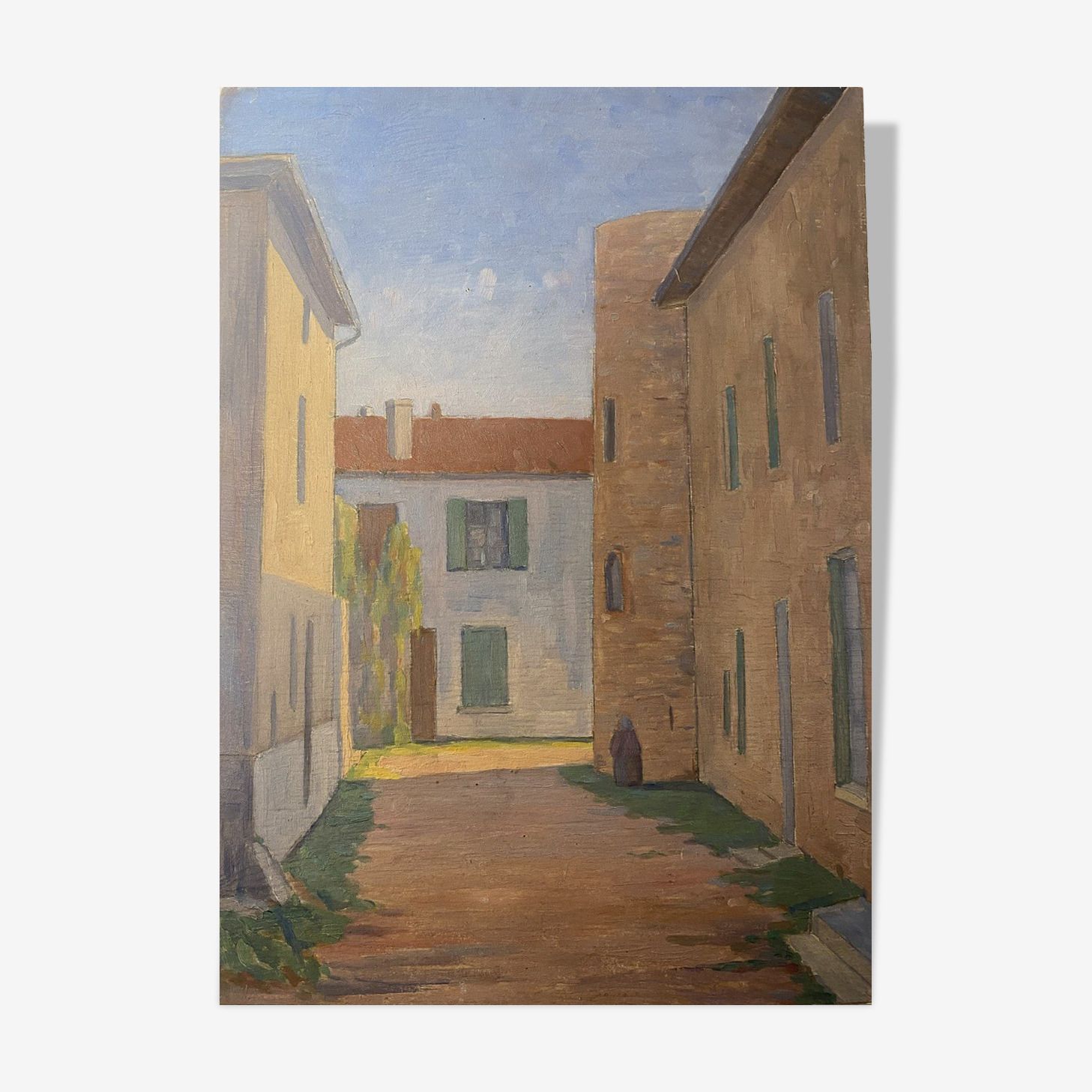 Painting, Landscape, Stamp Of The Artist's Studio Circa 1940