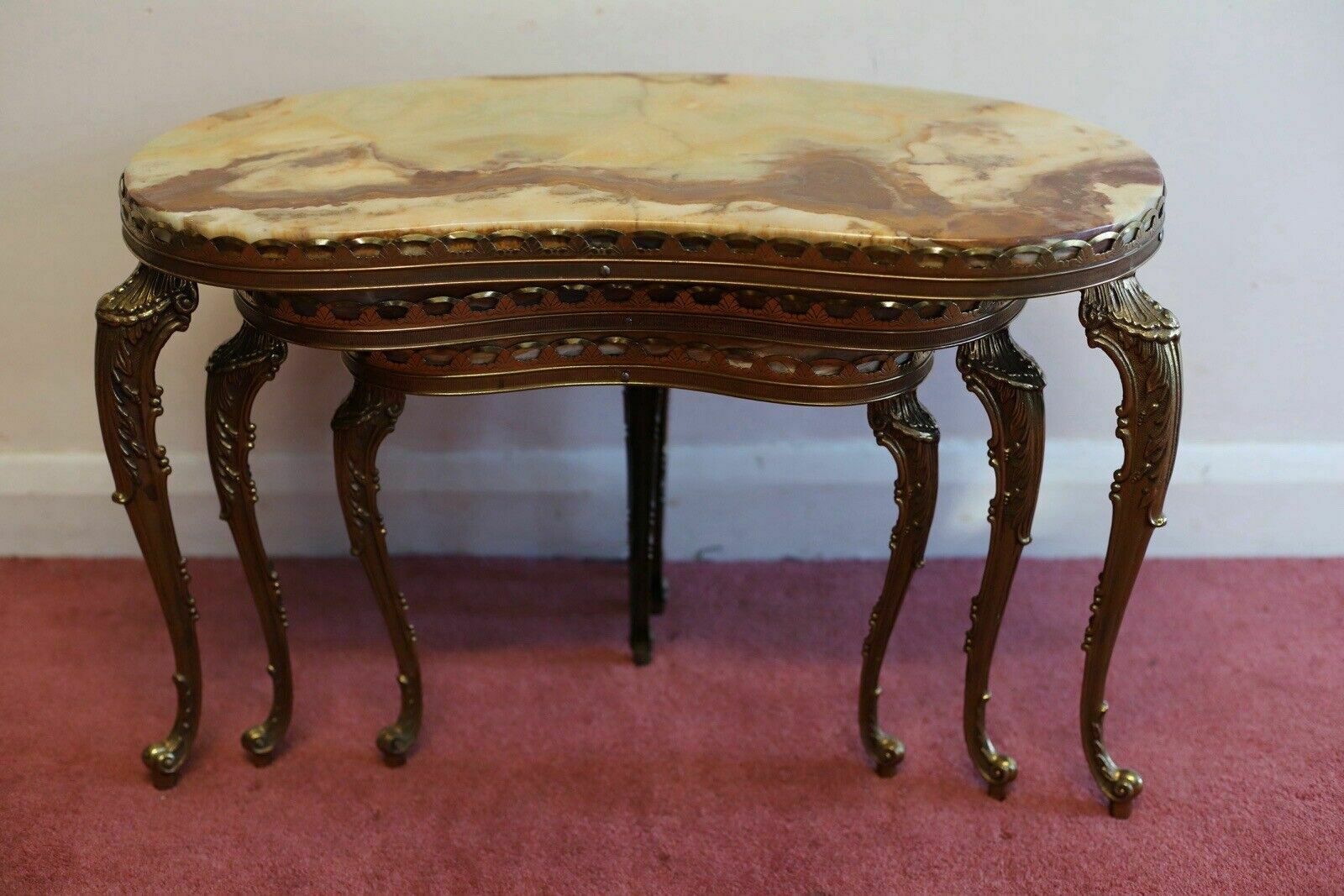 Lovely Marble & Brass Nest Of Three Coffee Table photo furniture