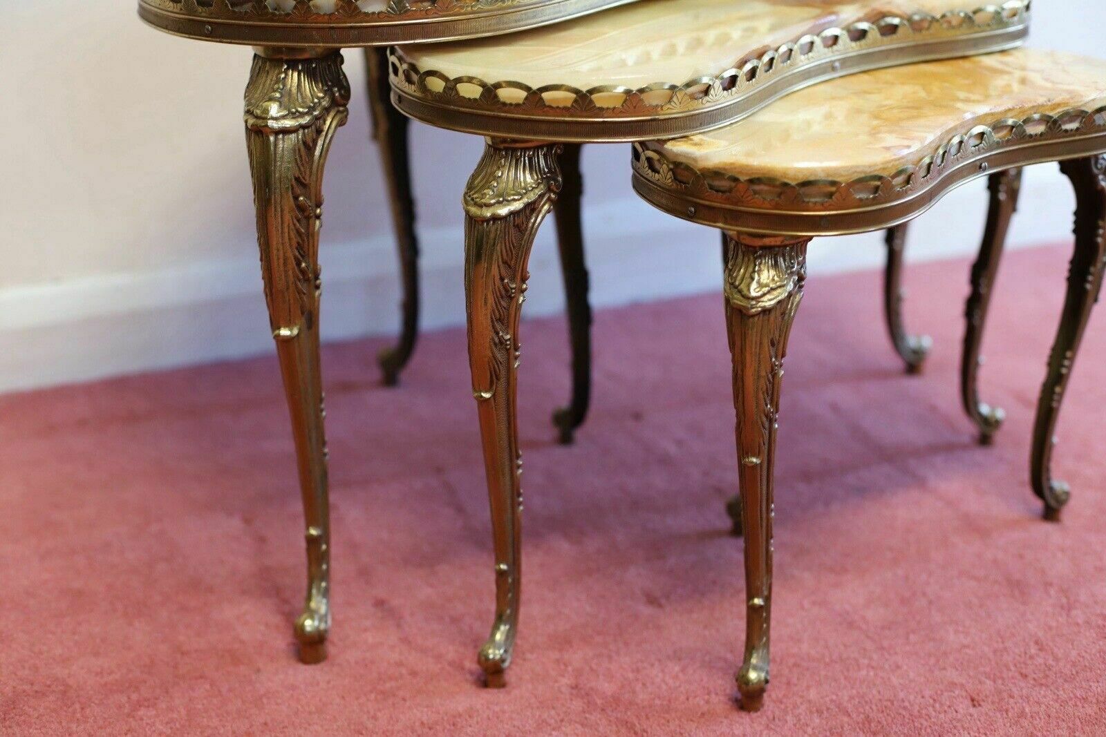Lovely Marble & Brass Nest Of Three Coffee Table photo 995.0