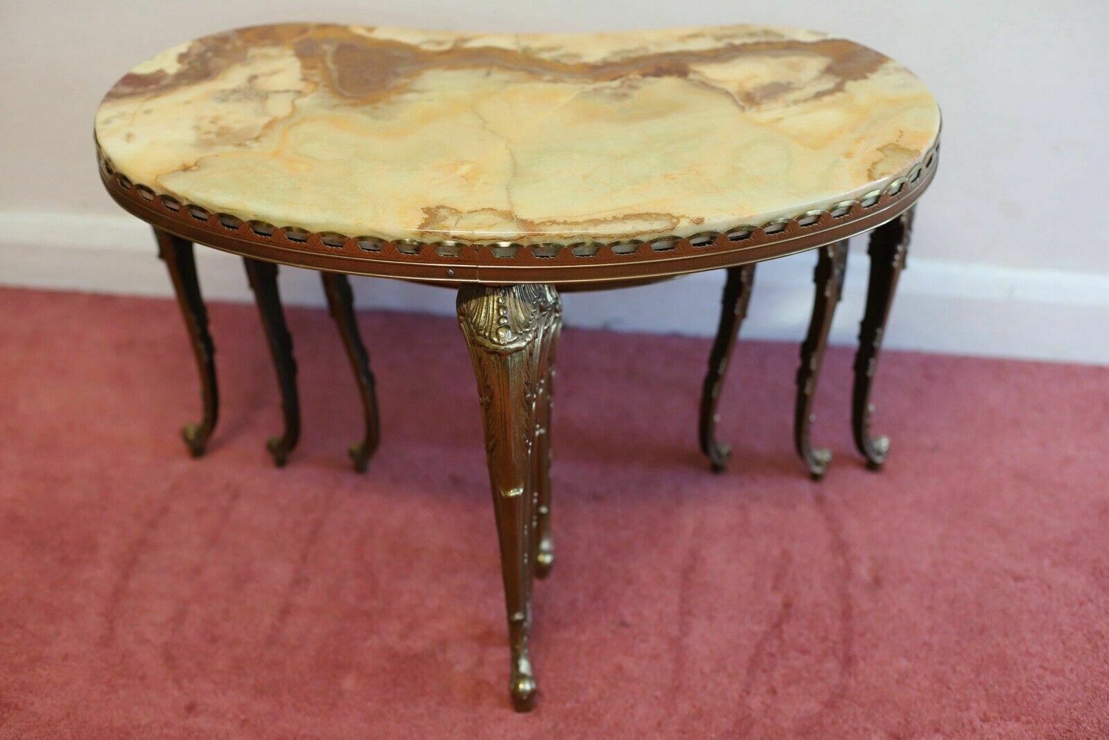 Lovely Marble & Brass Nest Of Three Coffee Table photo vintage