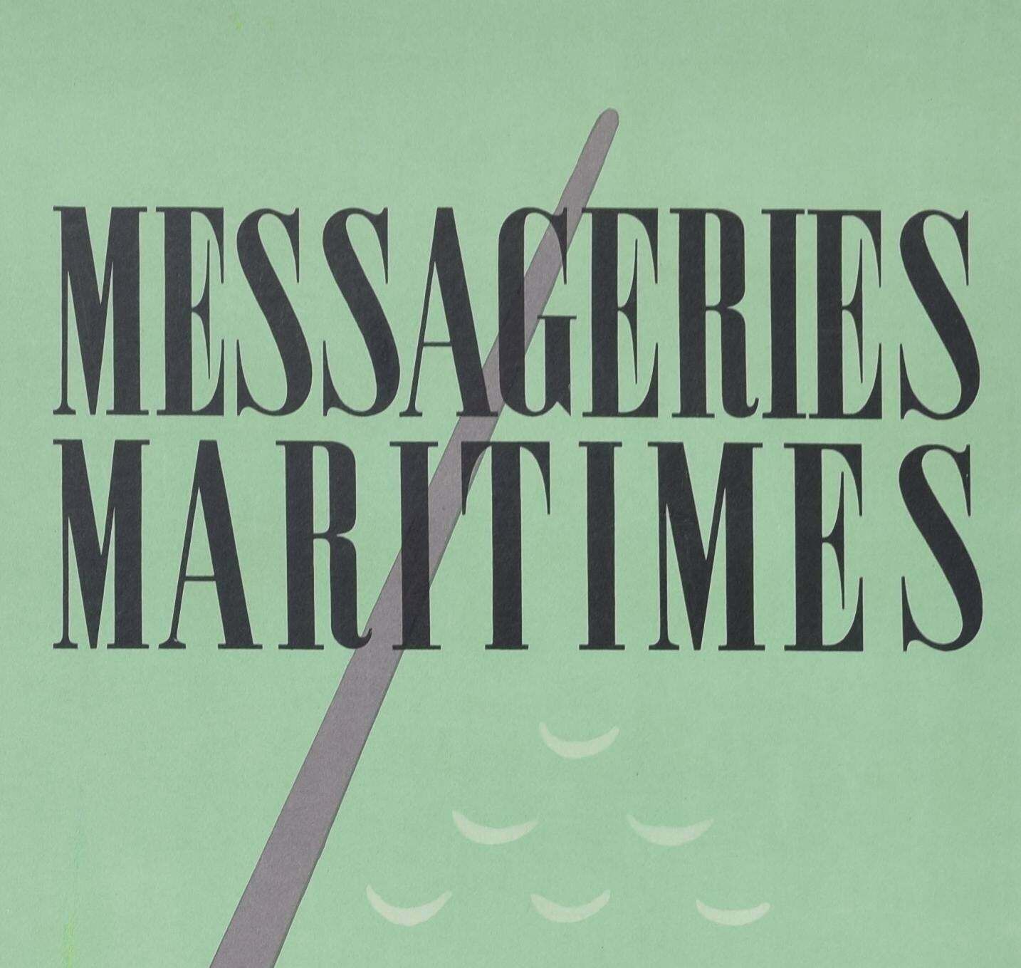 Poulain Messageries Maritimes   Union Francaise Original Vintage Poster By Poulain 1950 photo for sale
