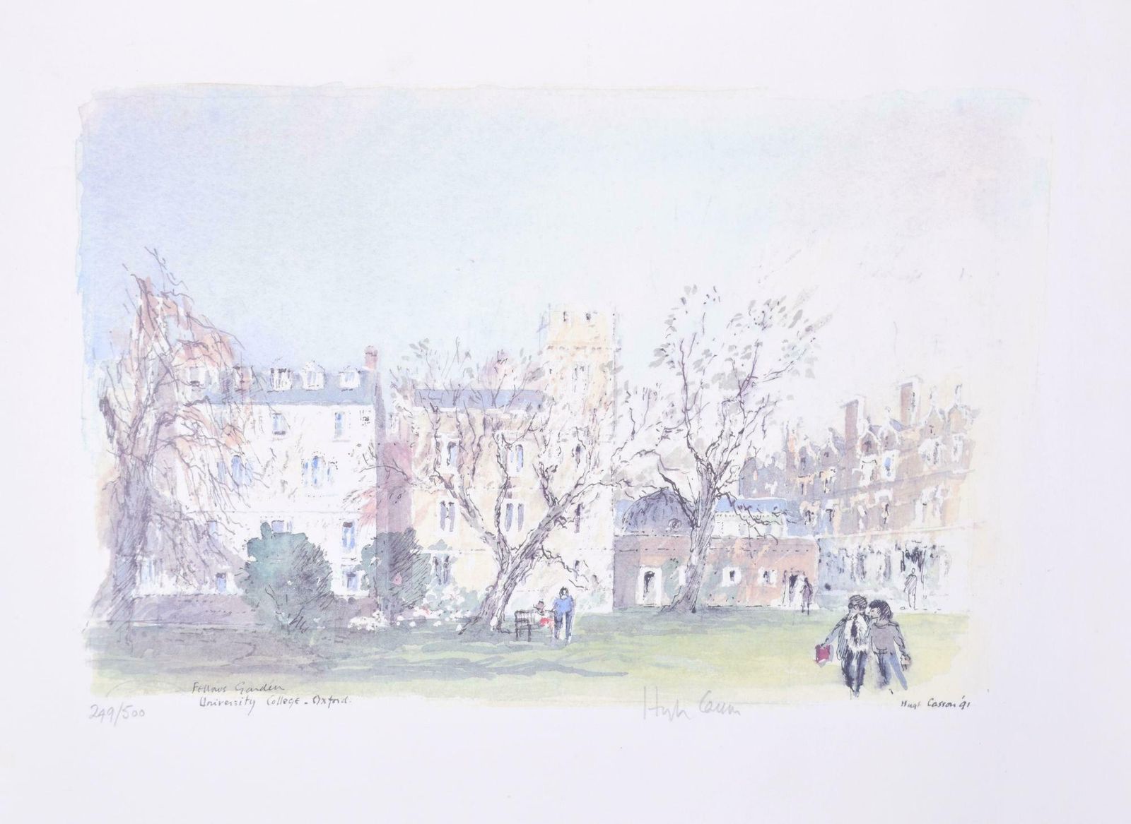 Hugh Casson University College, Oxford Fellows' Garden Lithograph By Hugh Casson 1991
