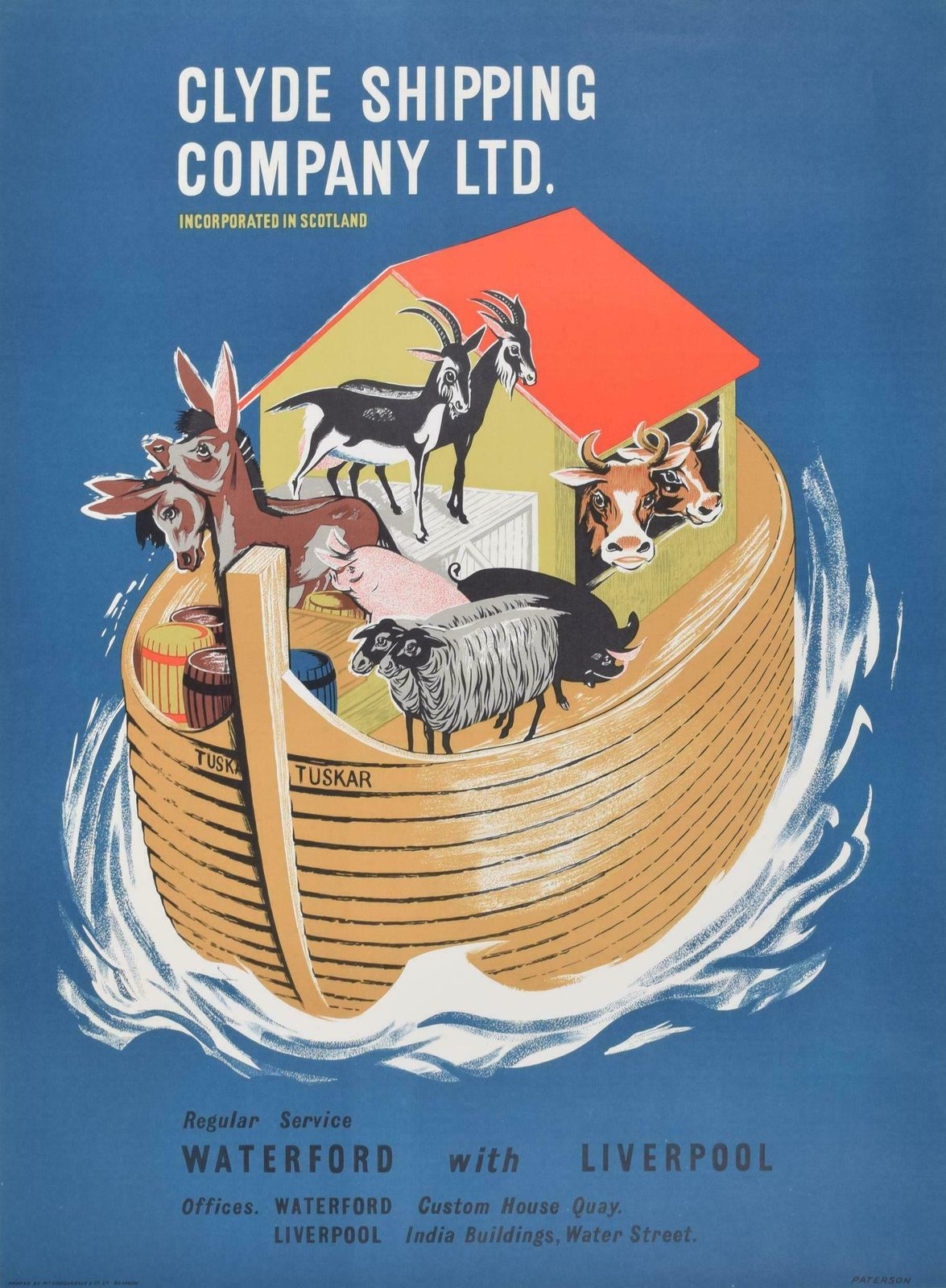 Lennox Paterson Noah's Ark For Clyde Shipping Company Original 1960 Poster By Lennox Paterson 1960