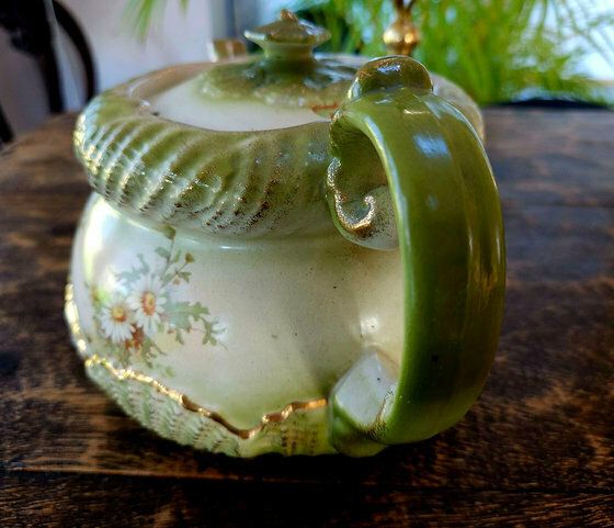 Opulent, Large, Art Nouveau, Antique Teapot By Grimwade Bros Pottery, England photo vintage
