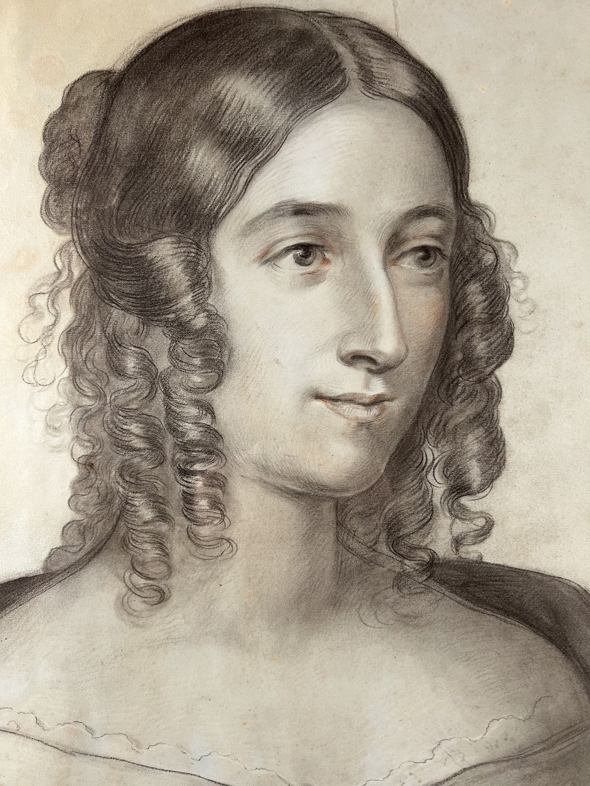 Early 19th Century, Pastel Drawing On Paper Of A Young Maiden photo furniture