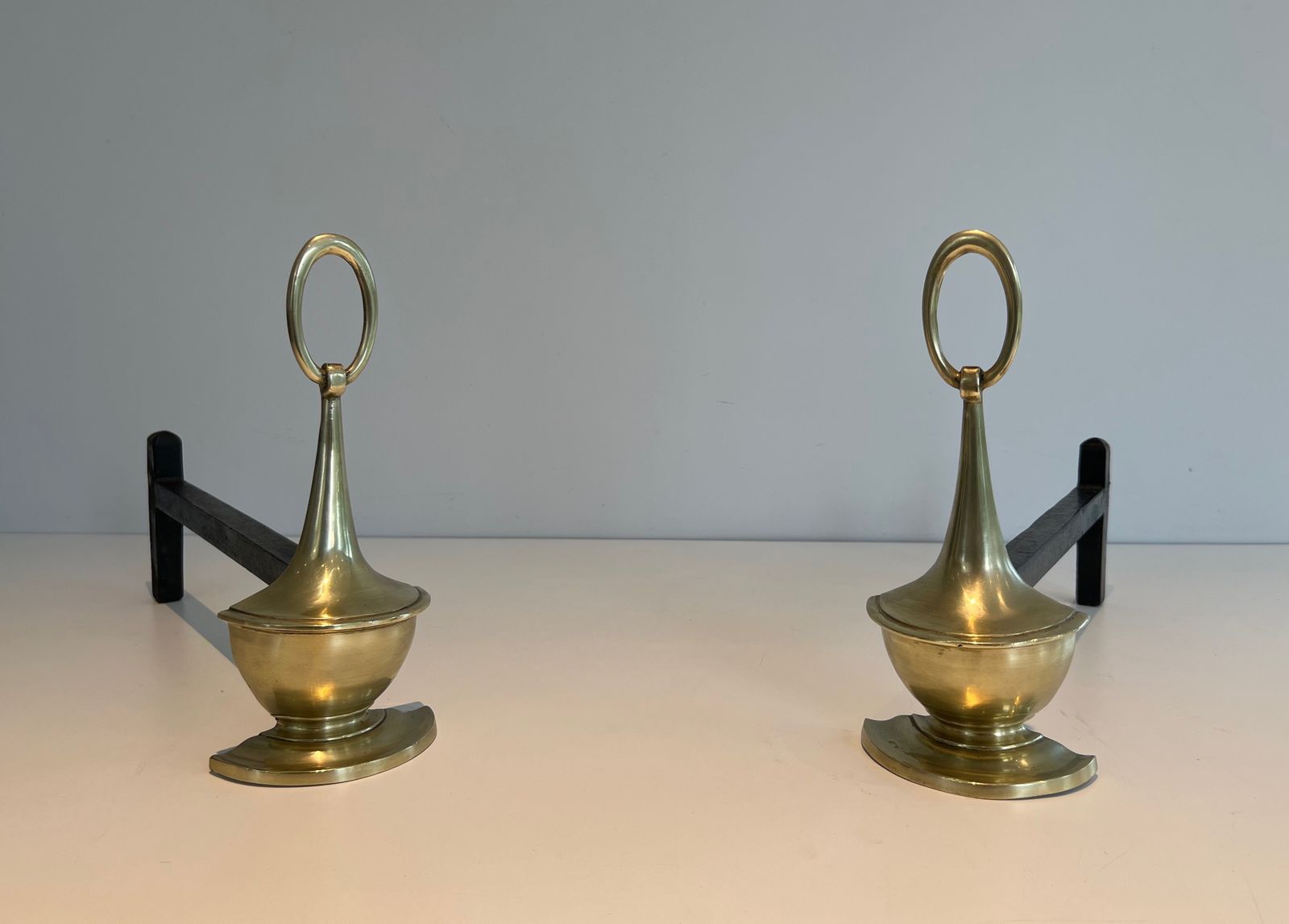 Pair Of Neoclassical Style Bronze Andirons photo for sale