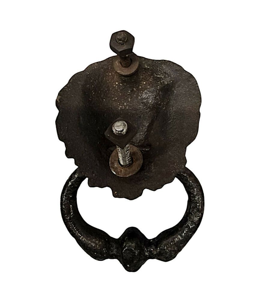 A Fabulous 19th Century Cast Iron Lion Head Door Knocker photo for sale