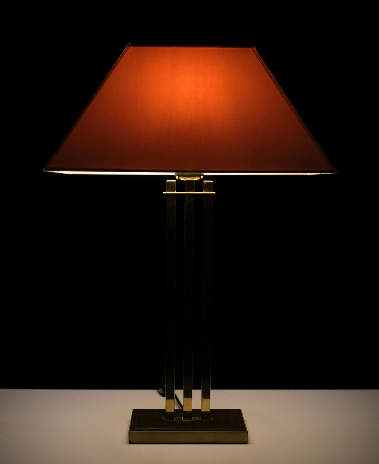 Willy Rizzo For Deknudt Brass Table Lamp Hollywood Regency 1970s Belgium photo vintage