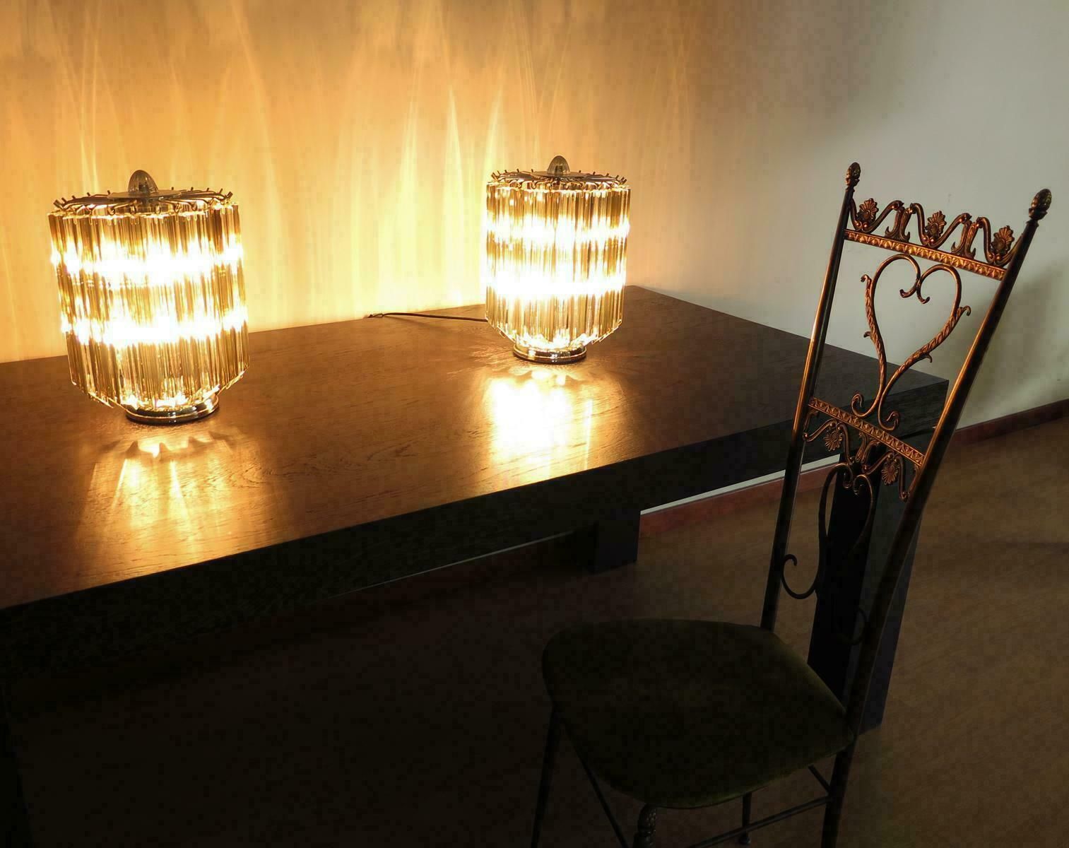 Pair Of Table Lamps 24 Transparent And Smoked Quadriedri Murano 1990s photo 1332.0