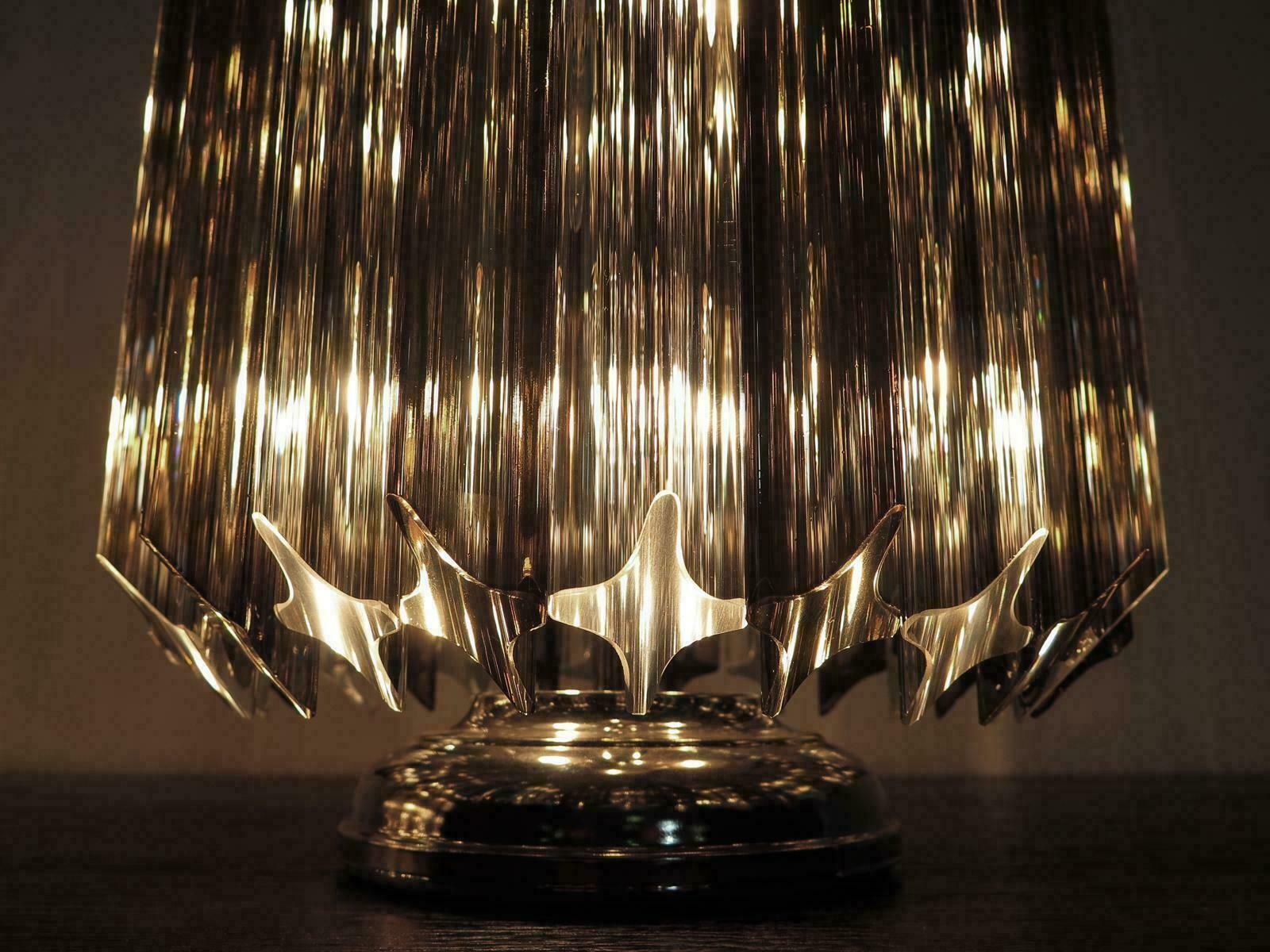 photo buy Pair Of Table Lamps 24 Transparent And Smoked Quadriedri Murano 1990s