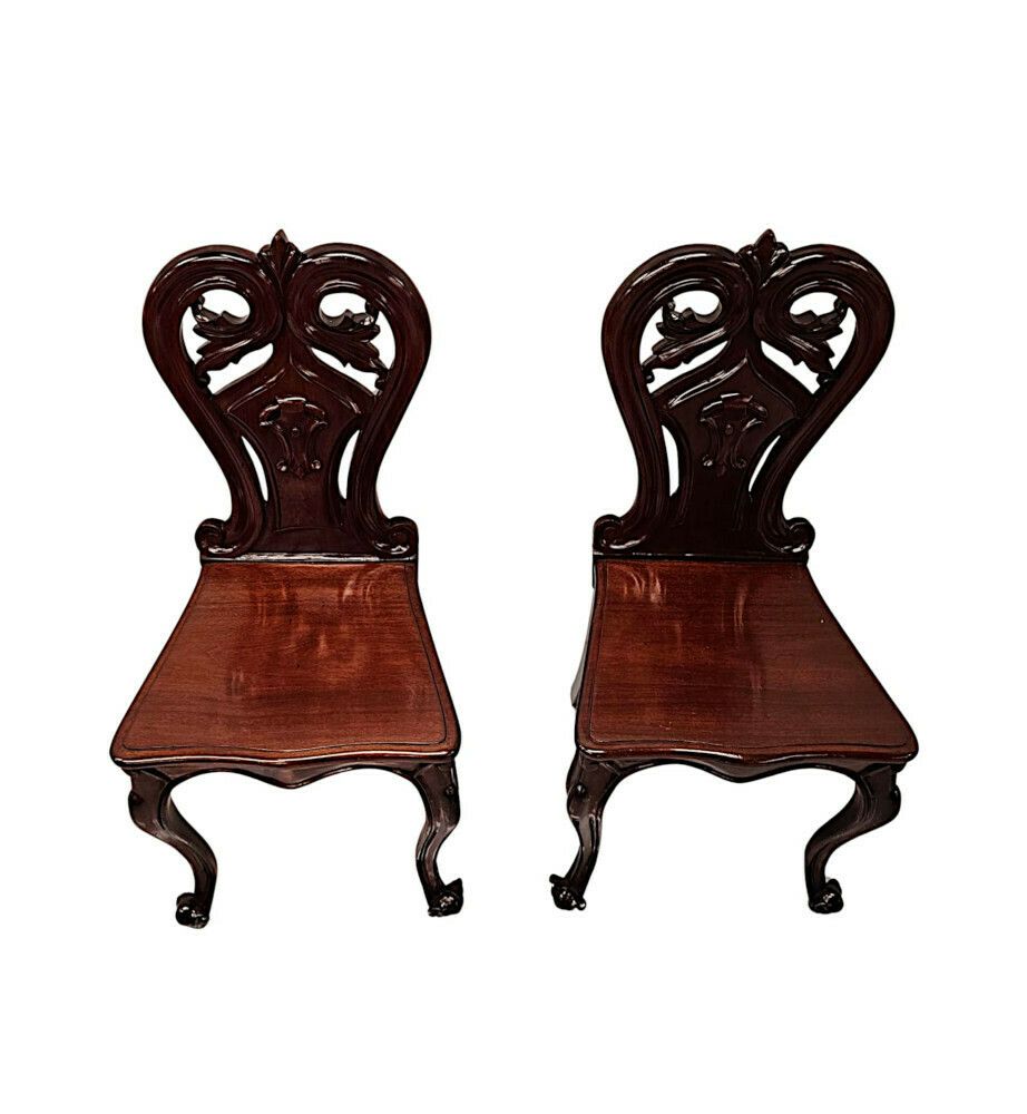 A Stunning Pair Of 19th Century Hall Chairs photo for sale