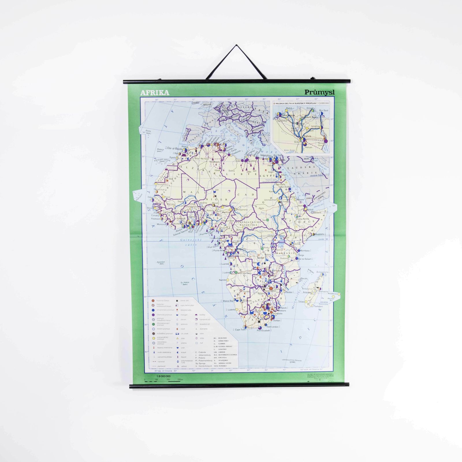 Late 20th Century Educational Geographic Map  African Industry