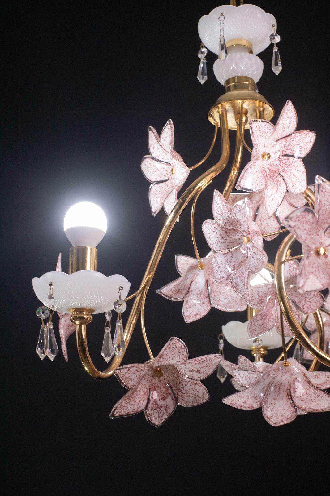 Delicious Pink Flowers Murano Chandelier, 1970s photo vinterior