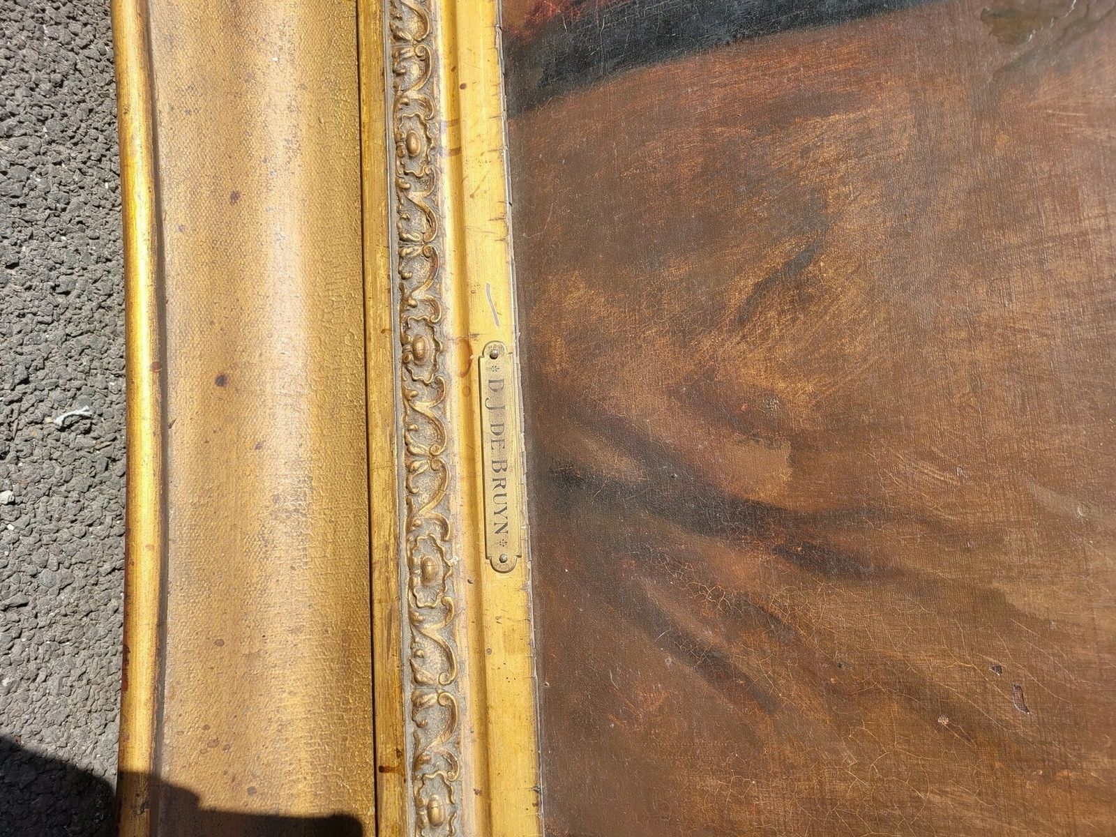photo buy Portrait Of An Aristocrat, Large Oil On Framed Canvas, 19th Century Flag