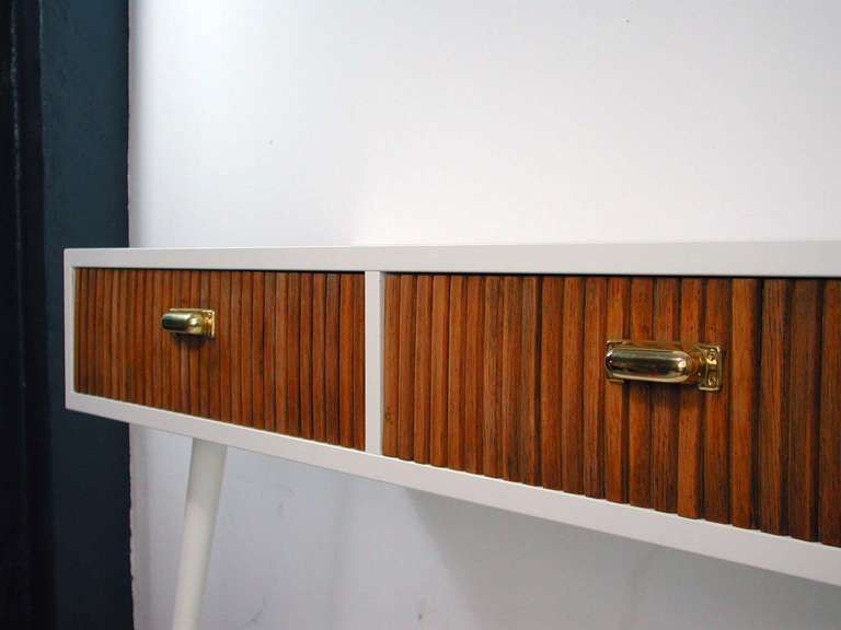 Midcentury Italian Oak And White Lacquered Chest Of Drawers, 1950s photo Furniture