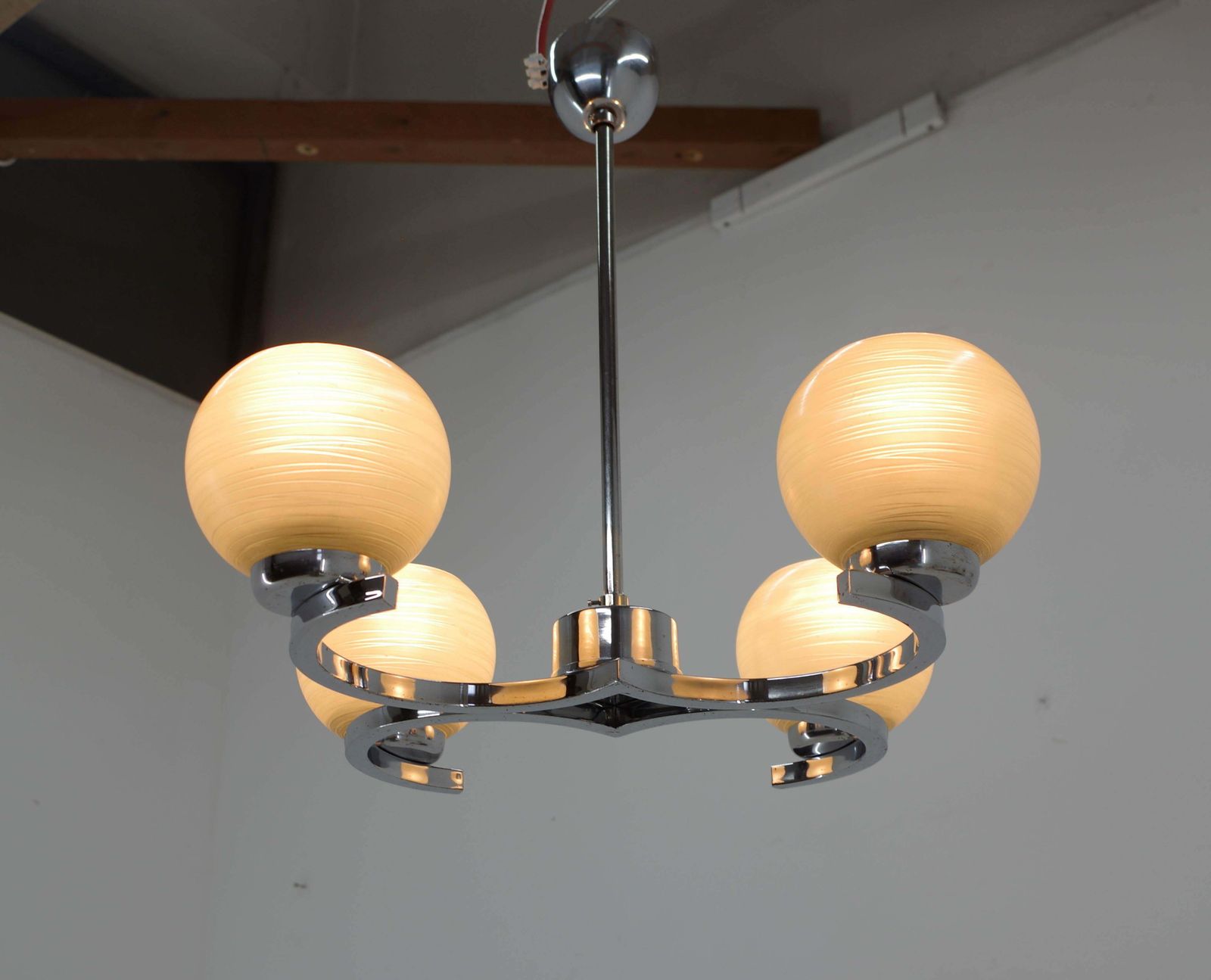 Mid Century Chandelier By Napako, 1950s, Restored photo for sale