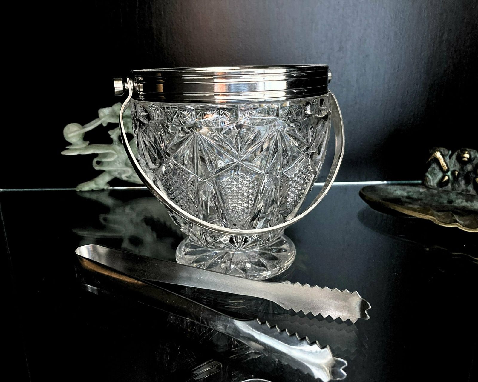 Franse Ijsemmer Op Voet Met Tang, Verzilverd, 1 Stuk, Ca. Jaren 1960 photo Woonaccessoires