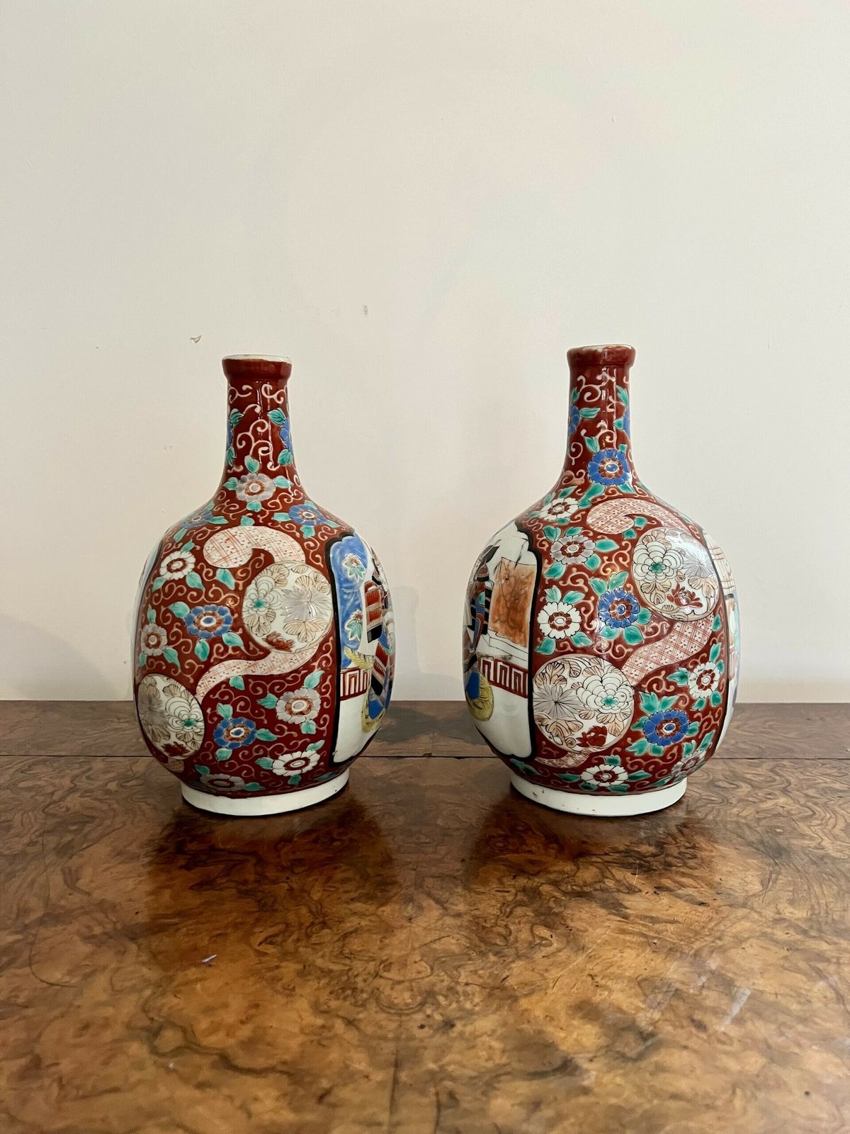 Quality Pair Of Antique Japanese Imari Shaped Vases photo furniture