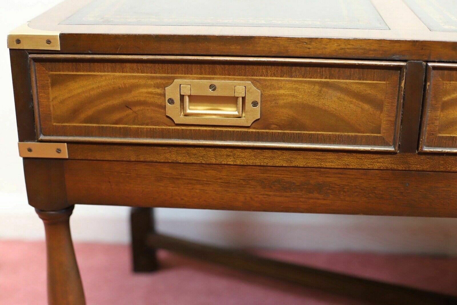 photo for sale Stunning Vintage Mahogany And Brass Military Campaign Coffee Table