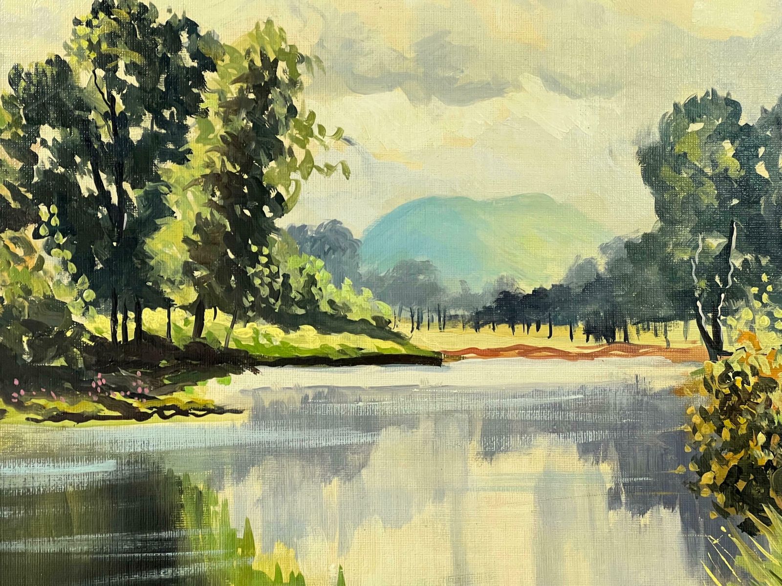 Robert W Young Lush Green River Landscape With Blue Sky In County Antrim Northern Ireland 1990 Circa photo Art