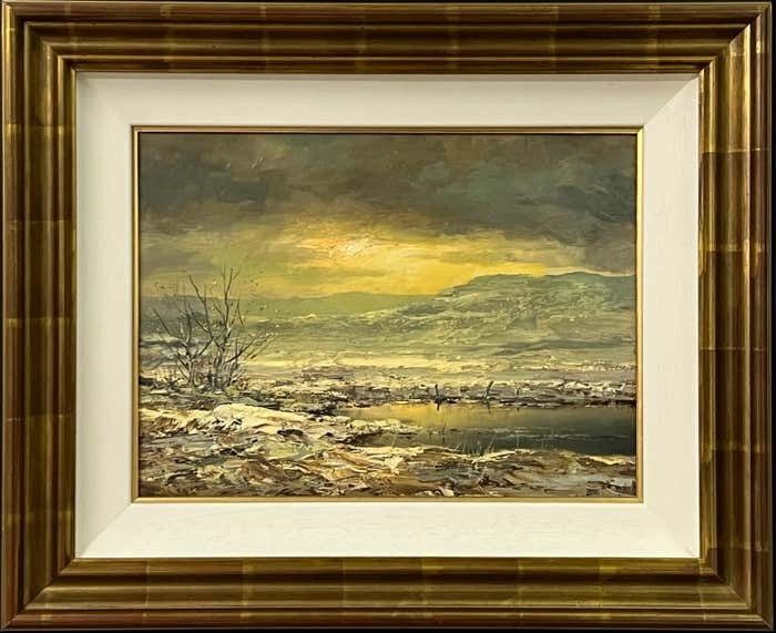 Joop Smits Painting Of The Winter Sunshine With Mountain Lake By 20th Century Dutch Artist 1995 Circa