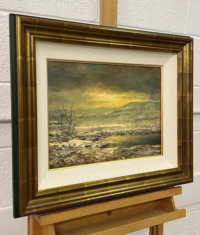 Joop Smits Painting Of The Winter Sunshine With Mountain Lake By 20th Century Dutch Artist 1995 Circa photo furniture