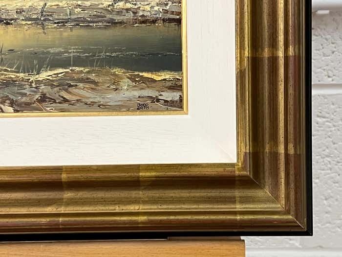 Joop Smits Painting Of The Winter Sunshine With Mountain Lake By 20th Century Dutch Artist 1995 Circa photo vinterior