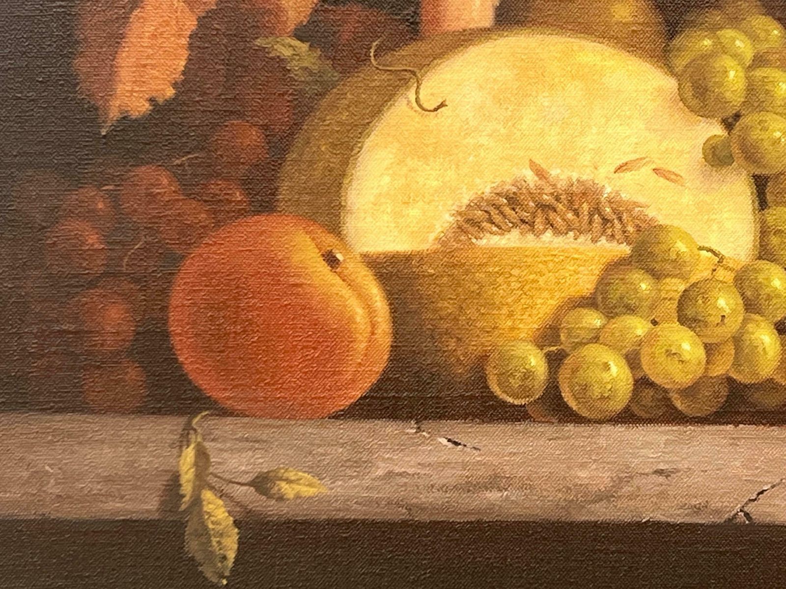 1750.0 Howard Shingler Traditional Interior Still Life Oil Painting Of Fruit & Candle By British Artist 1985 Circa photo