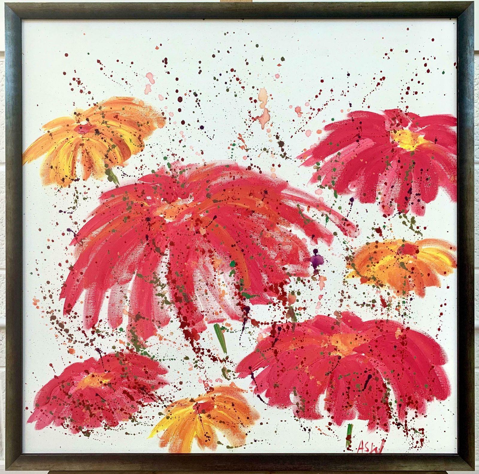 2800.0 Angela Wakefield Abstract Red & Pink Flowers On A White Background By Contemporary British Artist 2006 photo